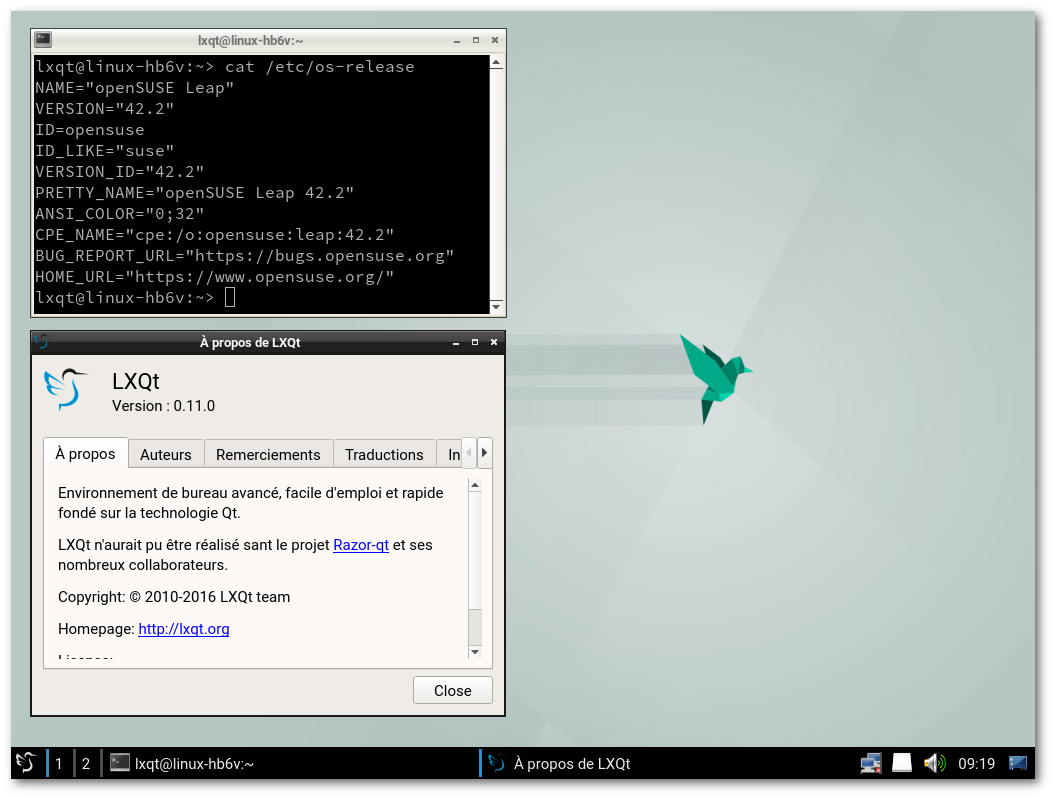 Bureau LXQt 0.11.0 en action sur openSUSE Leap 42.2