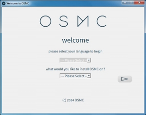 Première fenêtre d'installation d'OSMC