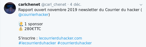 Revenu du Courrier du hacker en novembre 2019