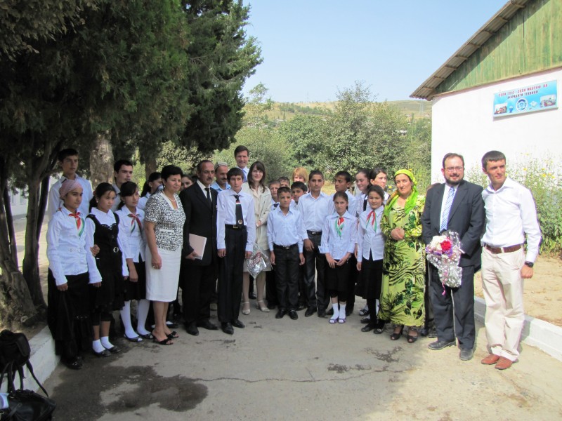 Robert Blake, then US Assistant Secretary of State for South and Central Asian Affairs attends the first day of school in Tajikistan. Many Ozodi readers believe sex education is imported from the West. Wikipedia image. 