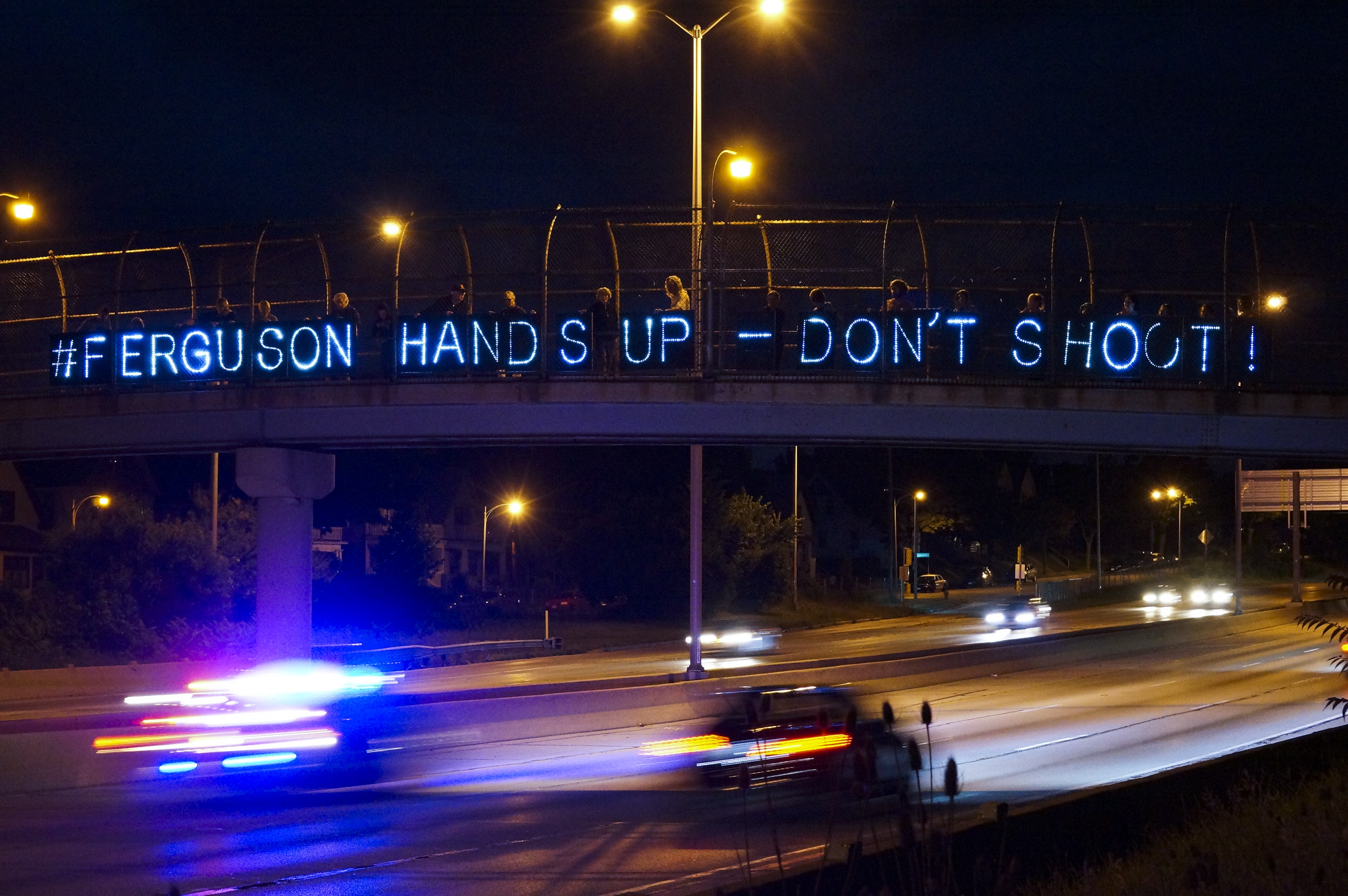 "Message Reflects on Traffic" in Ferguson, Missouri. Photo by Light Brigading on Flickr.  