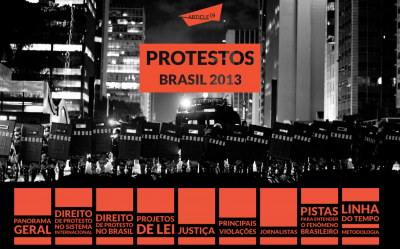 Screen shot do novo site da Artigo 19, dedicado aos protestos de 2013 no Brasil. Foto: Reprodução