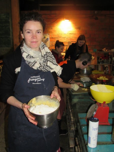 Freegan Pony pastry chef Frances Leech shows off shortbread cookies, in process. Credit: Adeline Sire