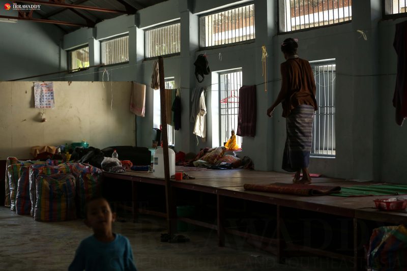 The warehouse of the Relief and Resettlement Department’s Rangoon office in Mayangone Township, where 17 returnees are being provided temporary shelter. Photo and caption by Hein Htet/The Irrawaddy.