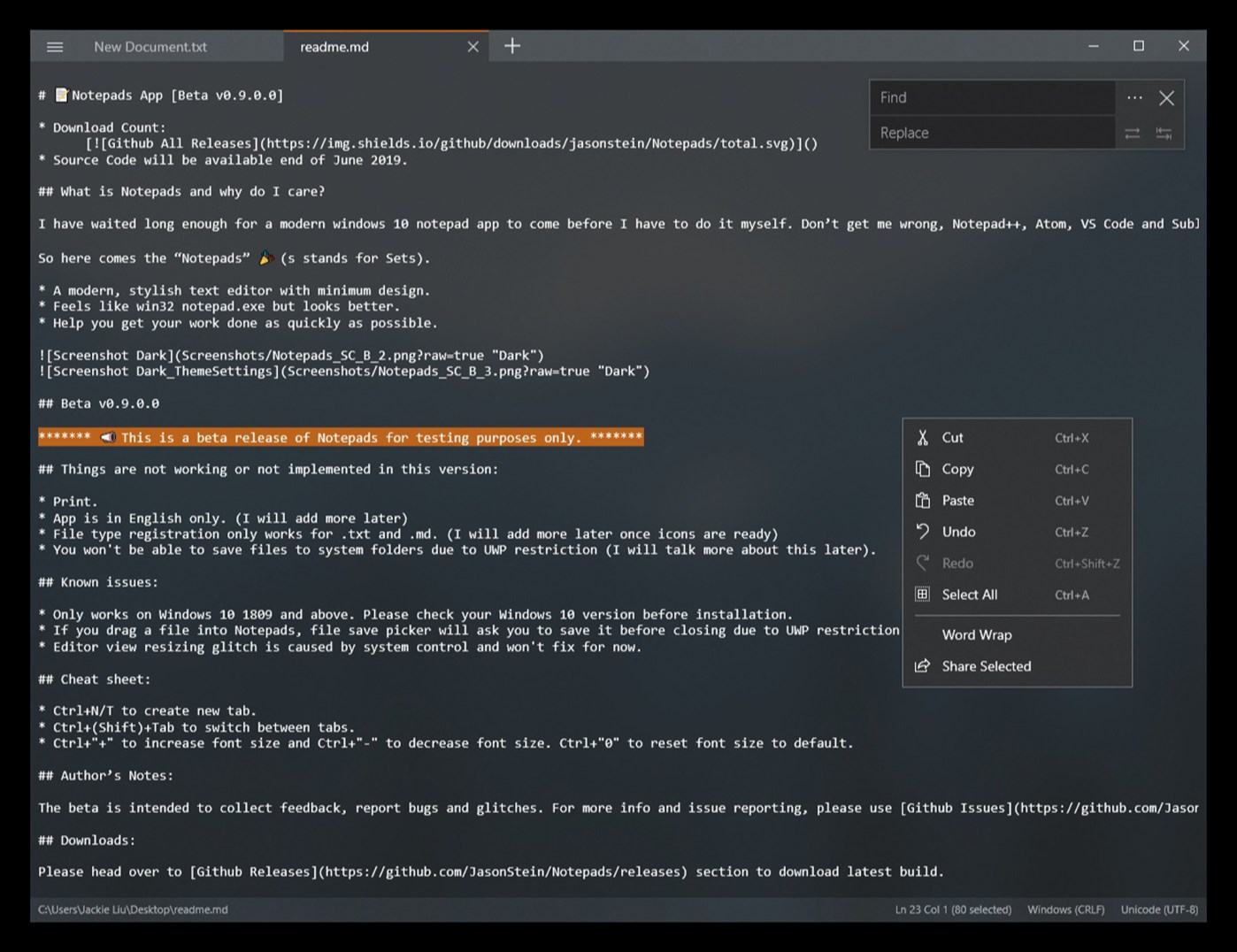 Logiciel Notepads editeur de texte