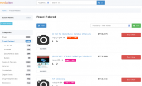 The "Fraud Related" section of the Evolution Market before it vanished.