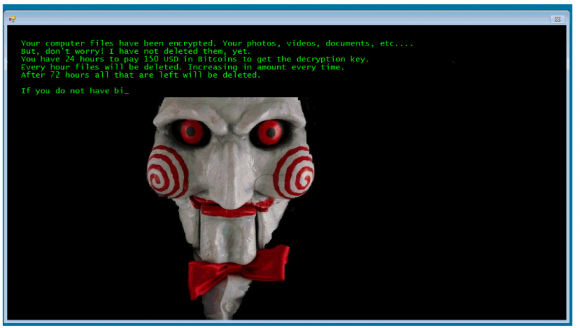 Part of the ransom note left behind by ��Jigsaw. Image: Bleepingcomputer.com