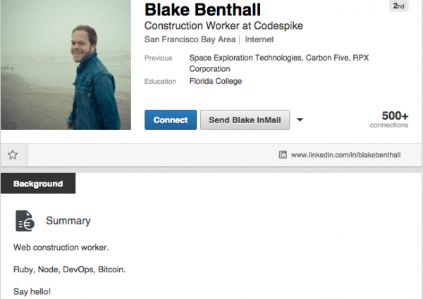 Blake Benthall's public profile page at LinkedIn.com