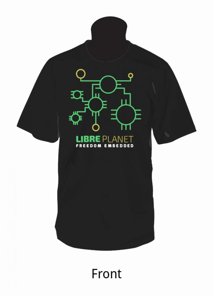 front of LibrePlanet tee