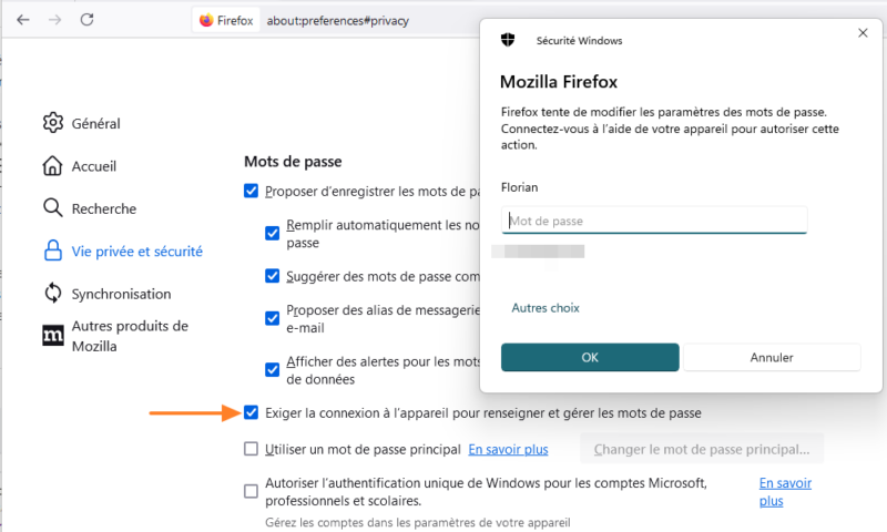 Firefox 127 - Sécurité du gestionnaire de mots de passe