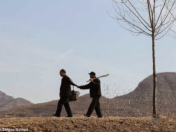Chine: Un aveugle et un amputé des mains  plantent 10 000 arbres en 10 ans !